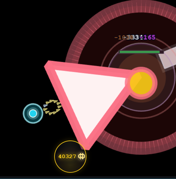 Callors Collector gameplay with a pink triangle boss, glowing projectiles, and callors collected
